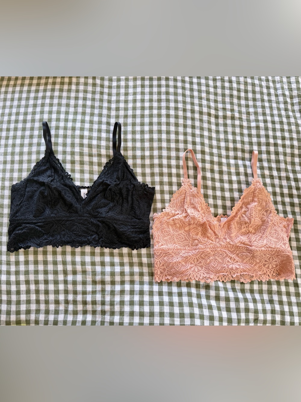 Lace Bralette - Black and Blush Pink